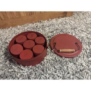 Round Spice Metal Containers Table Décor Storage Vintage old School